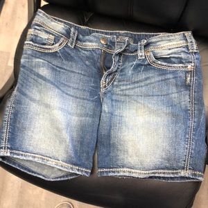 Silver mid length shorts